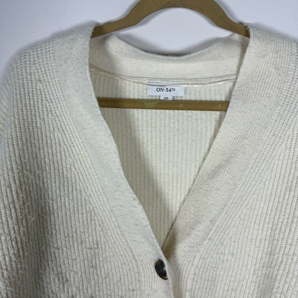 ON 34th Cream Button Up Cardigan Sweater Size XXL - Picture 6 of 9